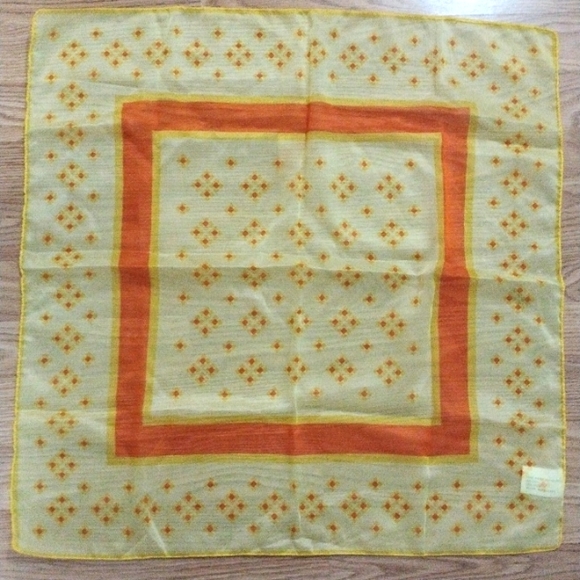 Vintage Accessories - Vintage Water Repellent Hair Scarf, Yellow and Orange Sheer Head Cover Accessory